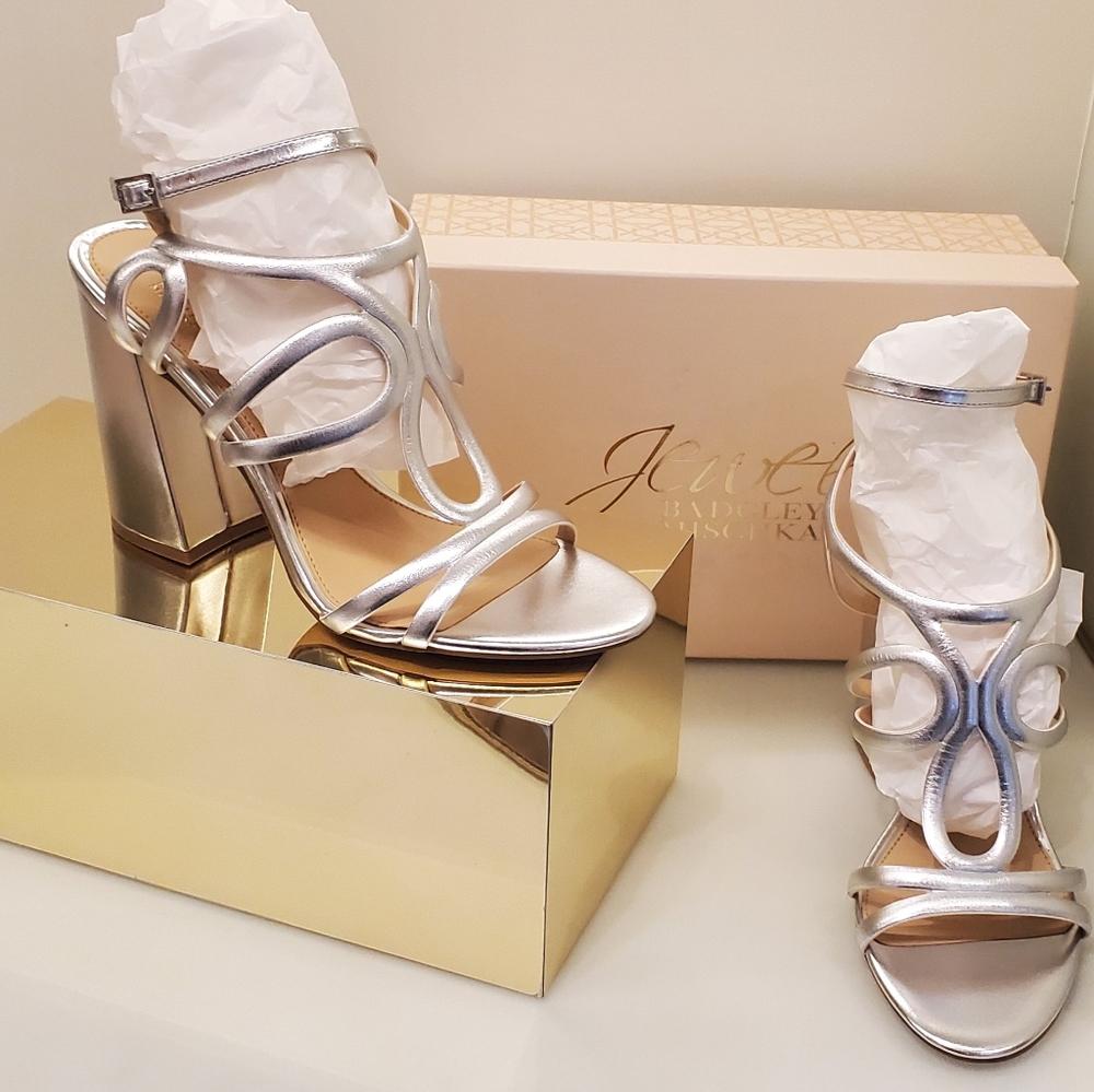 Badgley Mischka Jewel silver platform heel Shari